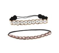 Mikinona 2pièces Bandeaux Élastiques Paillettes Et Cristal Accessoires De Cheveux Élégants Et Flexibles Pour Femmes Et Filles Style Brillant Et Mode Pour Fêtes Et Quotidien