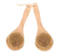 Mikinona 2Pièces Brosse Exfoliante pour Corps Poils de Sanglier Naturels Set de Manche Ergonomique pour Sèche et Humide Compacte et Portable pour Bain