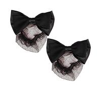 Mikinona 2pièces Élastique Chignon Bow Headdress Hair Snood Filet Accessoires Noir