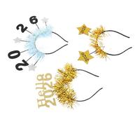 Mikinona 3 Pièces Bandeaux Nouvel An avec Diadème Pailleté et Étoiles Boppers Accessoires Cheveux Festifs Guirlande Tinsel Fête Réveillon Chinois