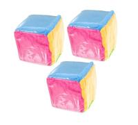 Mikinona 3 Pièces Dés Peluche avec Pochettes Transparentes Dés Colorés à Faces avec Fentes pour Cartes Cubes Souples Éducatifs pour Jeux et Apprentissage Famille et Classe