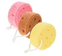 Mikinona 3 pièces Éponge Bain Exfoliante Nid Abeille Boules de Légères et Portables avec Lanières Nettoyage Doux et Mousse Riche pour Corps Accessoire de Pratique