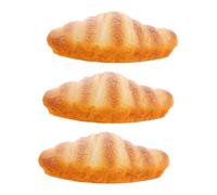 Mikinona 3 Pièces Fake French Croissant Set Realistic Fake Bread for Bakery and Kitchen Decor Lifelike Simulation Food Model for Photography and Window Display