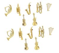 Mikinona 35 Pièces Miniature Musical Instruments Set with Violin Trumpet Guitar Miniature Decor for Dollhouse and Musical Education Toy
