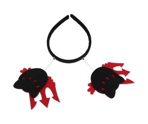 Mikinona 3pièces Serre-têtes Chat Maléfique Noir Accessoire Coiffure Halloween pour Déguisements et Cosplay Bandeau Cheveux Chat Facile Nettoyage