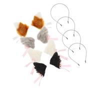 Mikinona 4 Paires Accessoires de Mignons Têtes Oreilles de Chat Peluche Nœud pour Cosplay Décoration Adorable pour Filles