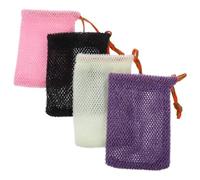 Mikinona 4 Pièces Filets à Savon Exfoliants Sacs Maille Nylon Antidérapants avec Cordon pour Poches Moussantes Rapides et Résistantes pour Barres de Savon