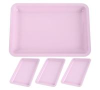 Mikinona 4 Pièces Lot de 4 Plateaux de Rangement en Acier Inoxydable Rose pour Outils de Manucure, Plateau à Outils pour Nail Art Empilable, Plateau Multifonction pour Bureau et Accessoires