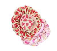 Mikinona 4 Pièces Lot de Bonnets de Nuit Satin pour Garçon Fille Doux et Élastiques Protège Cheveux pour Sommeil Respirants et Confortables Garçon Fille Imprimés Colorés Rose et Pastèque