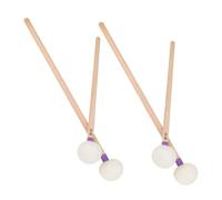 Mikinona 4 pièces Maillets de Timbales à Tête Feutre Blanche avec Manche Bois Baguettes de Batterie Professionnelles pour Percussions Concerts et de Groupe