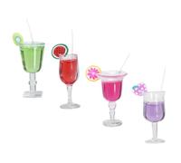 Mikinona 4 Pièces Miniature Cocktail Cups Set Resin Dollhouse Kitchen Decoration with Bright Colors Realistic Miniature Fruit Drink Ornaments for Doll House Accessories and Food Playing