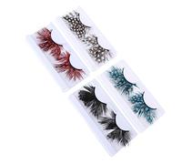 Mikinona 4paires Faux Colorés à Pois Eyelashes Denses Pour Halloween Et Cosplay Effet Glamour Et Réutilisables