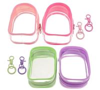 Mikinona 4pcs Mini Figures Keychain Pouch Transparent Portable PU Fer Storage Bag for Collectible Figures Home Travel Display