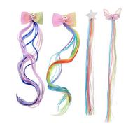 Mikinona 4pièces Extensions De Cheveux à Clip Accessoires Pour Cheveux Motif Licorne Et Étoile Lot
