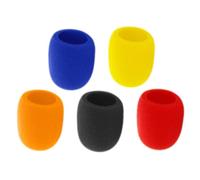 Mikinona 5 Pièces Couvre Microphone Éponge Protection Vent pour Microphone de Scène Accessoires Pratiques Mousse Rouge Jaune Bleu Noir Orange
