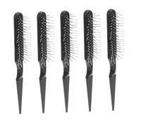 Mikinona 5 Pièces Peigne coiffant queue de rat peigne à tresse professionnel pour coiffer brosse à curling des cheveux démêlant noir ABS Black
