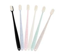 Mikinona 6 pièces Brosses à Dents Adultes à Poils Ultra Doux Tête Petite et Forme Ondulée Assortiment de Couleurs Vert Bleu Rose Beige Noir Blanc Nettoyage et Protection des Gencives