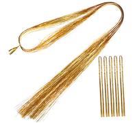 Mikinona 6 Pièces Extension de cheveux Flash hair charms hair toppers glitter hair extensions paillettes de cheveux extension de femme mèches de cheveux à la mode Polyester Golden