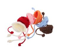 Mikinona 6 Pièces Mini Knitting Doll Hats Ventilated Soft Yarn Cute DIY Craft Christmas Tree Ornaments Small Accessories for Dolls and Small Animals