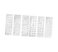 Mikinona 6 Pièces Plaques de Nail Art Inoxydable de Pochoirs Floraux pour Décoration Ongles Outils Filles