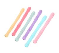 Mikinona 6 pièces Silicone Hollow Teether Soft Flexible Sensory Chewing Toys For Gum Massage And Teething Relief Couleur Aléatoire Couleur Aléatoire