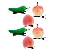 Mikinona 6pièces Pinces Cheveux Fruitées Fantaisie Poivron Pêche Pomme Accessoires Colorés Pour Femme Fille Épingles Originales Pour Soirée Performance Et Live Robustes Et Tendances