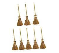 Mikinona 8 Pièces accèssoires de Maison de poupée décoration intérieur Mini Balai de Balai Miniature en Paille Broom des sorcières décör Mini Artisanal végétation