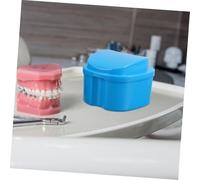 Mikinona 8 Pièces Coffret Bain pour Dentier Forme de Pomme avec Brosse Douce et Porte Tasse Boîte de Trempage et Rangement Sécurisé pour Prothèses Dentaires Nettoyage et Protection Complète