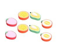 Mikinona 8 Pièces Éponge de Bain pour Fruits Lot de Fraise Mangue Accessoire de Bain et Sûr pour Garçon Fille Favorise Nettoyage et Circulation Sanguine