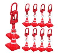 Mikinona 8 pièces Porte-clés Forme de Cône de Signalisation Décoration Suspendue pour Sac Pendentif Pratique pour Clés Sacs et Fête Cadeau Polyvalent Rouge