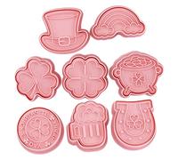 Mikinona 8Pièces Moules à Biscuits Forme de Trèfle pour Pâtisserie St Patrick's Day Outils de Découpe Créatifs pour Desserts et Gâteaux