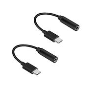 Mikinona Adaptateur Audio USB-c vers Jack 3,5 Mm Noir en Plastique Orientation Réversible, Pack de 2 pour Casque et Appareils Mobiles