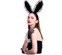 Mikinona Bandeau Oreilles Lapin Noir et Confortable pour Fête Cosplay Performance Accessoire Cheveux et Stable