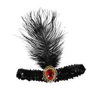 Mikinona Bandeau Plumes Rouge Vintage Accessoire Costume Femme Confortable pour Fêtes Mariages et Masquées