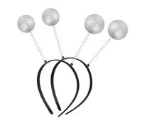 Mikinona Bandeaux Antennes Argentés 5pcs en Plastique et Écume pour Accessoires de Costume Spatial, Solide et Polyvalents pour Fêtes à Thème Espace