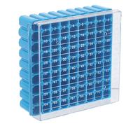 Mikinona Boîte Cryogénique de Congélation Laboratoire Couvercle à Charnière, Grille Numérotée Boîte de Stockage pour Tubes et Flacons, Plastique Bleu, 81 Alvéoles