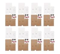 Mikinona Boîte Présent de Noël Rétro 12 Mini Boîtes en Papier Kraft et Blanc 24 Autocollants Numériques 24 Étiquettes 24 Cordons Rouges 75 CM pour Bonbons et Petits Présents