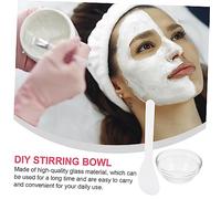 Mikinona Bol De Mélange Spa Transparent En Verre 5 Pièces Petit Format Pour Cosmétiques, Bol à Mélanger De Masque Facial Diy Avec Bâtonnets Blancs Pour Salon De Beauté Et Soin à Domicile