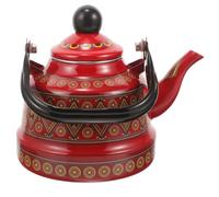 Mikinona Bouilloire Émaillée Épaisse Rouge Style Vintage Théière et Cafetière Décorative pour Maison Cuisine et Restaurant Capacité Pratique