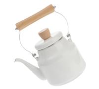 Mikinona Bouilloire en Émail Blanche 2,5 L Long Bec Fin, Compatible Cuisinière à Induction, Électrique et Gaz, Bouilloire Rétro pour Thé en Vrac et Usage Domestique, Essentiels Cuisine,