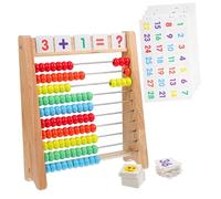 Mikinona Boulier Éducatif Bois avec Cartes Chiffres Mathématique pour Garçon Fille Aide Pédagogique pour Apprendre à Compter et Calculer Cadre Robuste et Coloré pour Maternelle