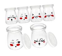 Mikinona Bouteilles de yaourt en verre de 100 ml avec ouverture et couvercle en ficelle pour un versement facile Lot de 6 pots de confiture Style aléatoire