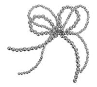 Mikinona Breloque Nœud 3d en Perles, Chaîne Téléphone Portable Argentée Double Couche, Accessoire Décoration pour Clés, Paquet et Sneakers, Charme Élégant Multifonction pour Femme