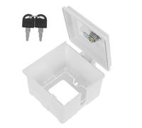 Mikinona Cache prise électrique extérieur verrouillable blanc en PVC, boîtier étanche pour installation murale, protection contre accès non autorisé, résistant aux UV, terrasse