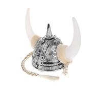 Mikinona Casque Viking à Cornes avec Tresses Argentées Chapeau de Fête Humoristique pour Adultes Accessoire de Costume Romain pour Soirées à Thème et Cosplay