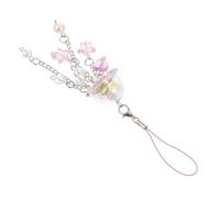 Mikinona Chaîne de Téléphone Violette Élégante avec Pendentifs Étoile et Cœur Ornement Décoratif Résistant à Usure Accessoire Artisanal à Perles pour Porte-clés et Accessoires