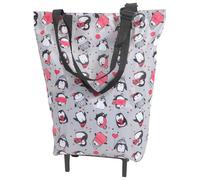 Mikinona Chariot Pliable avec Roulettes Sac de Courses Compact et Portable Sac Shopping Robuste Tissu Résistant pour Charges Lourdes Pliable et Facile à Transporter