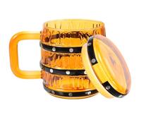 Mikinona Chope à Bière Style Rétro 470 Ml en Verre Brun Couvercle, Grand Gobelet à Bière Multifonction pour Boissons Froides, Tasse à Café Domestique pour Maison, Bar et Fêtes