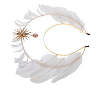 Mikinona Coiffe de Déesse Dorée de Lolita pour Halloween avec Plumage Accessoire de Costume Diadème Élégant Couronne de Mariage pour Festivals