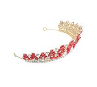 Mikinona Couronne de Mariée Baroque Cristal Rouge Diadème Tiare Vintage Élégant pour Femmes Accessoire Cheveux et Stable pour Mariage et Anniversaire